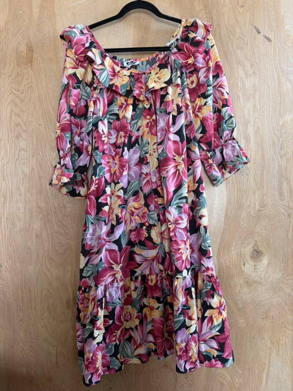 Set of 2 Vintage Hilo Hattie Hawaiian Floral MuuMuu Caftan House Dress Size XL - Picture 4 of 15